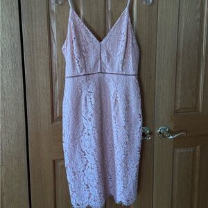 Pink Lace Spaghetti Strap Dress